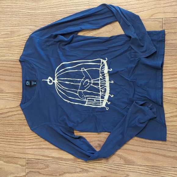 Alternative Apparel Tops - Alternative Apparel blue caged bird long-sleeve. t-shirt women's size M